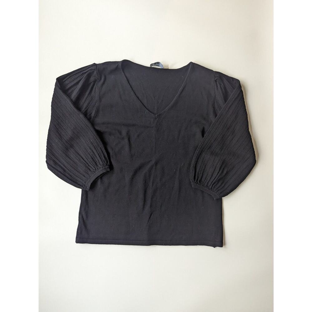 Tahari Size Large Black Knit Sleeved Sweater Top